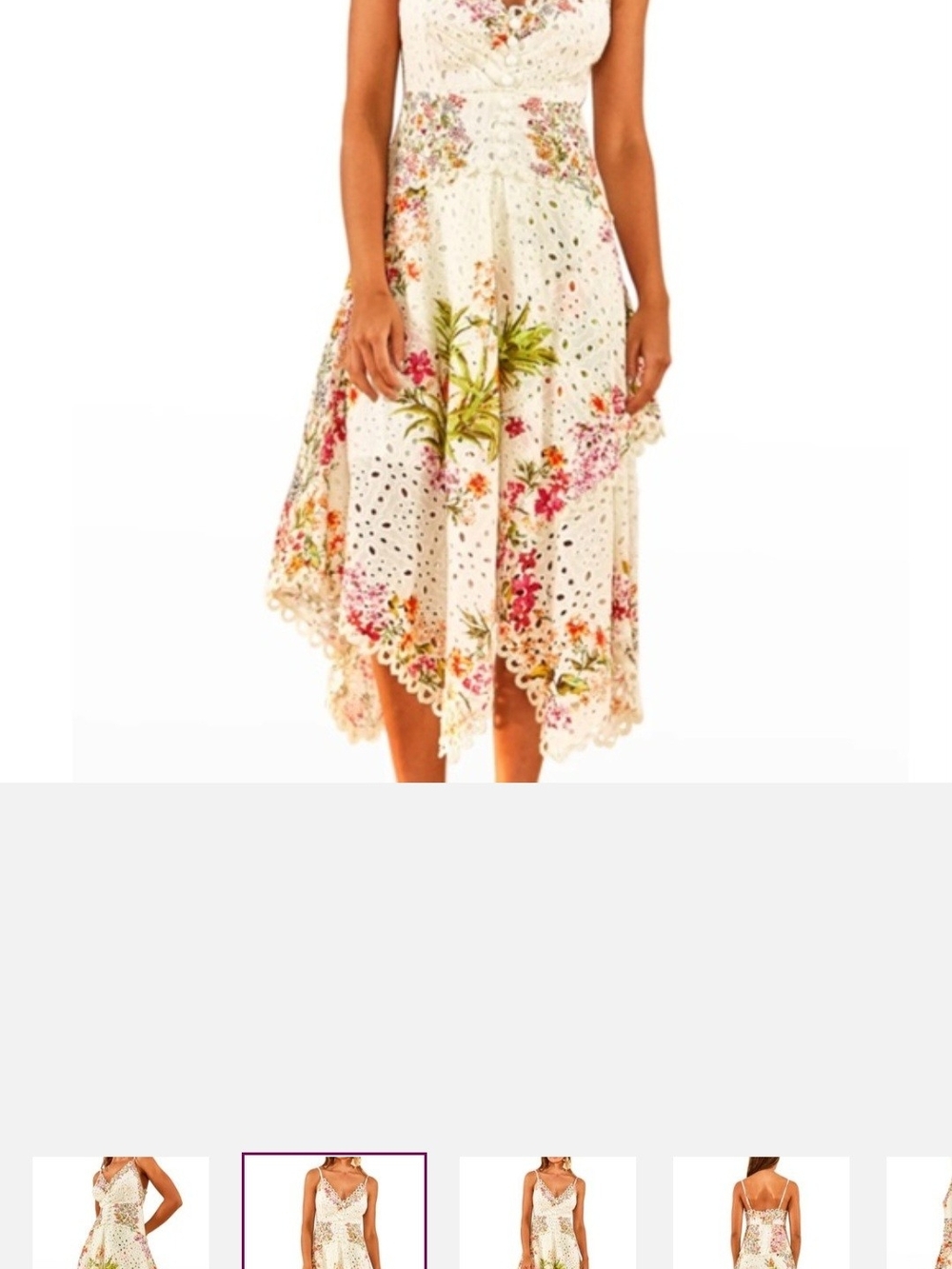 FARM Rio Ivory Eyelet Midi Dress with Floral Print - Picture 3 of 7
